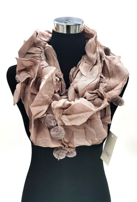 Snood avec pompons fourrure synthétique