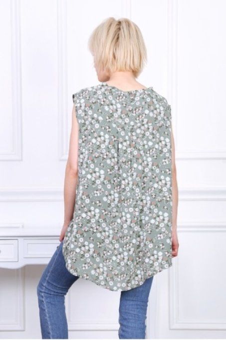 Haut fluide en coton à petites fleurs