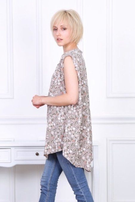 Haut fluide en coton à petites fleurs