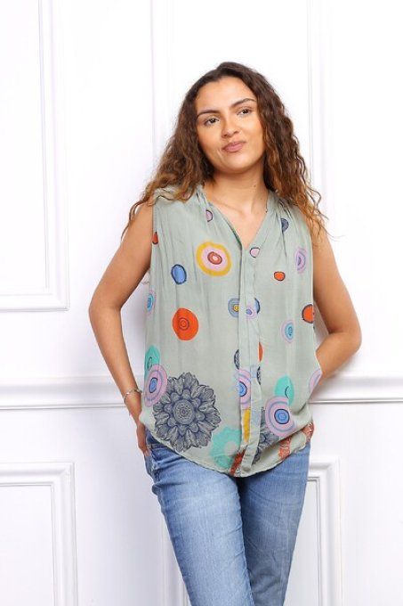 Haut coton à motifs colorés 