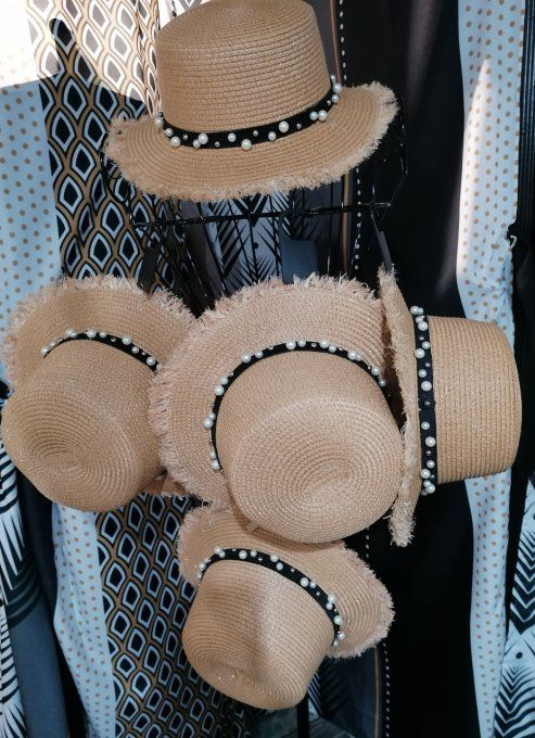 Chapeau paille et perles
